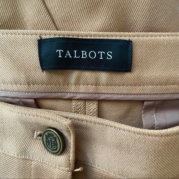 Talbots Tan Skinny Ankle Pants With Faux Suede Patch Size 8 - Picture 7 of 8